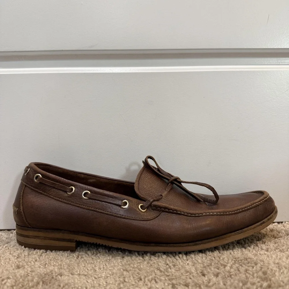 Gravati Shoes Mens Size 10.5 N Brown Leather Slip On Boat Loafers Italy Casual